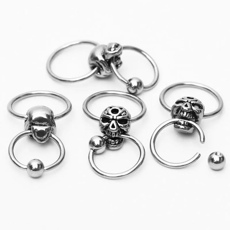 1 pc Titanium Captive Hoop Skull Ring