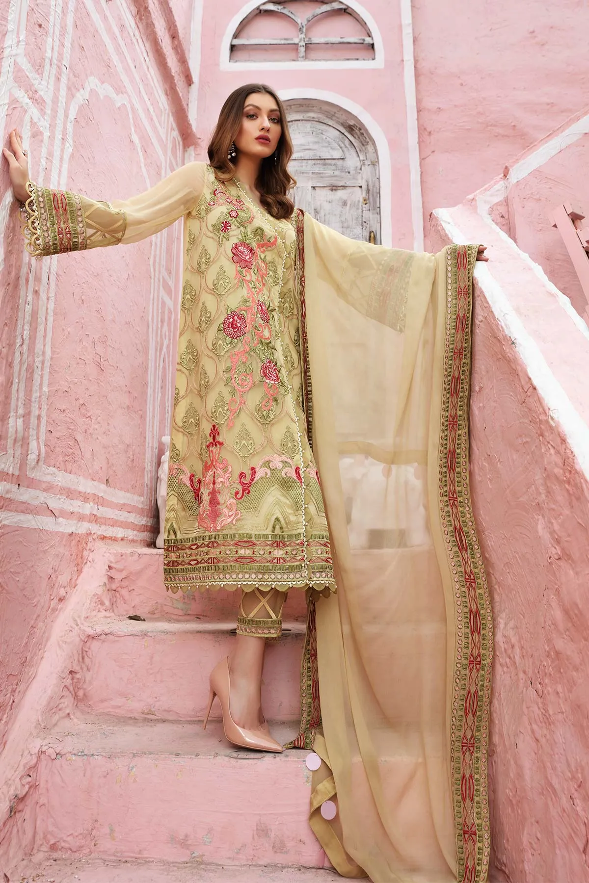 3 Pc Unstitched Embroidered Chiffon CAL21-12