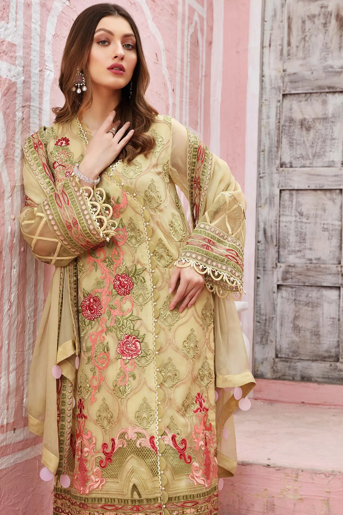 3 Pc Unstitched Embroidered Chiffon CAL21-12