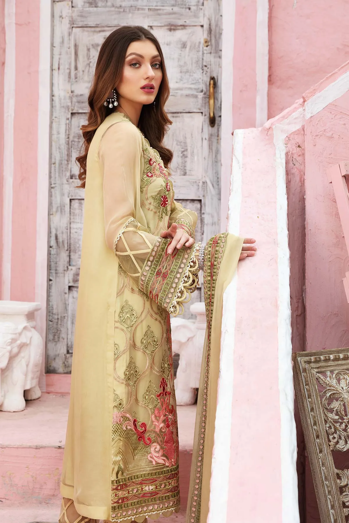 3 Pc Unstitched Embroidered Chiffon CAL21-12