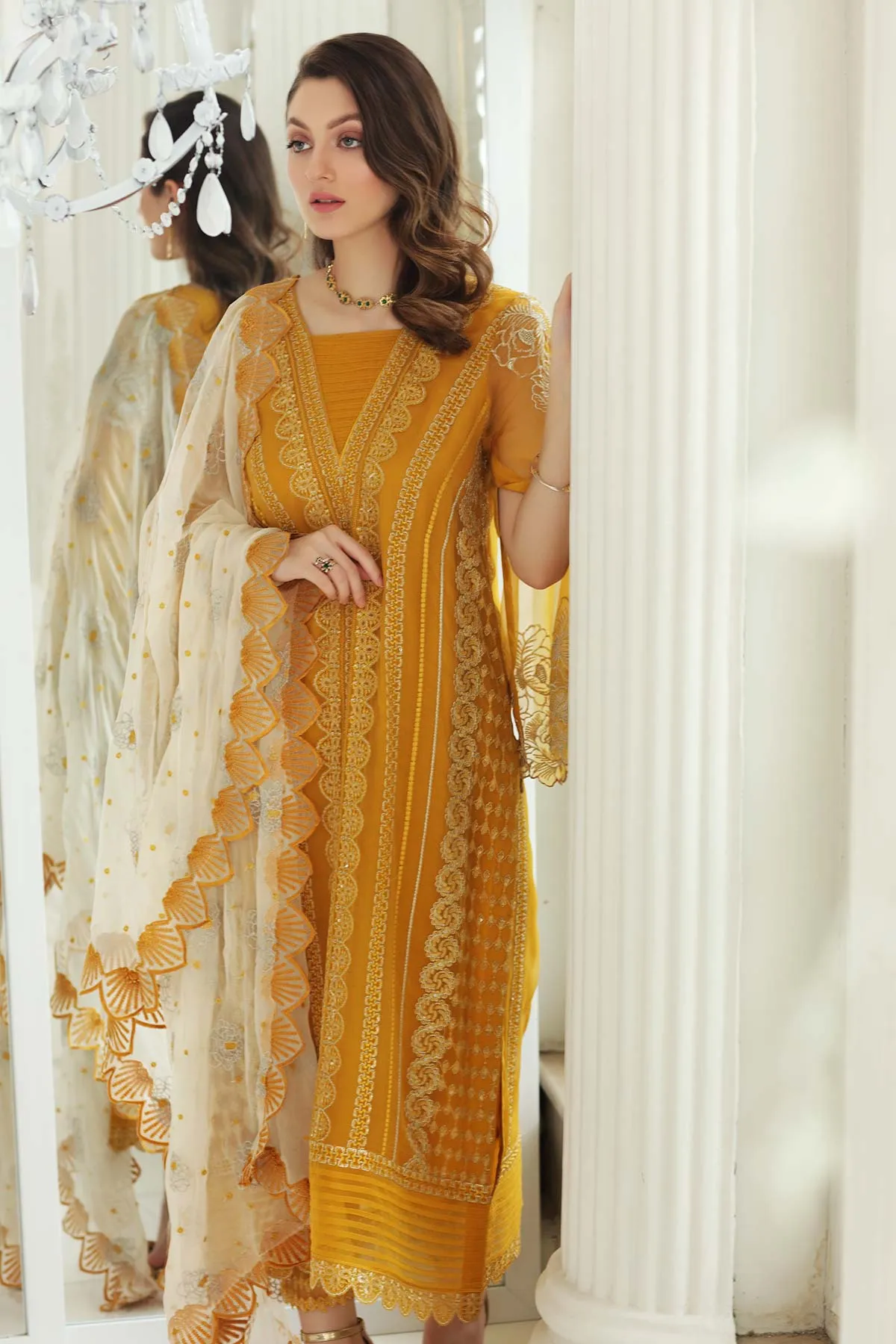 3 Pc Unstitched Embroidered Chiffon CHM-33