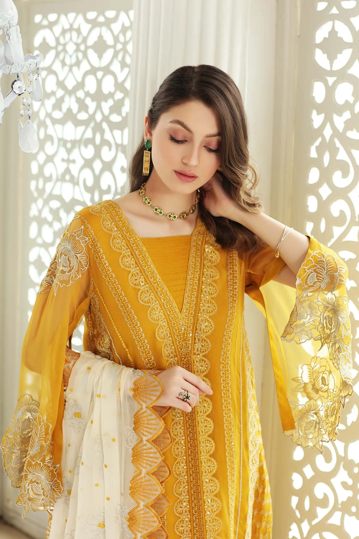 3 Pc Unstitched Embroidered Chiffon CHM-33