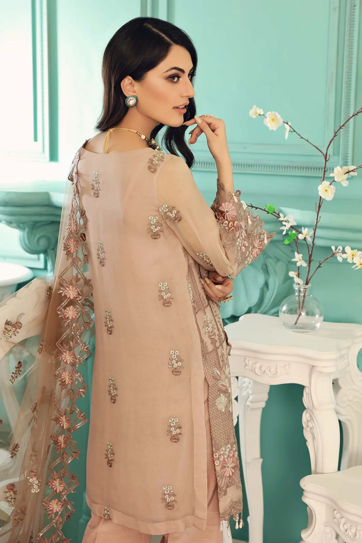 3 Pc Unstitched Embroidered Chiffon CHM-36