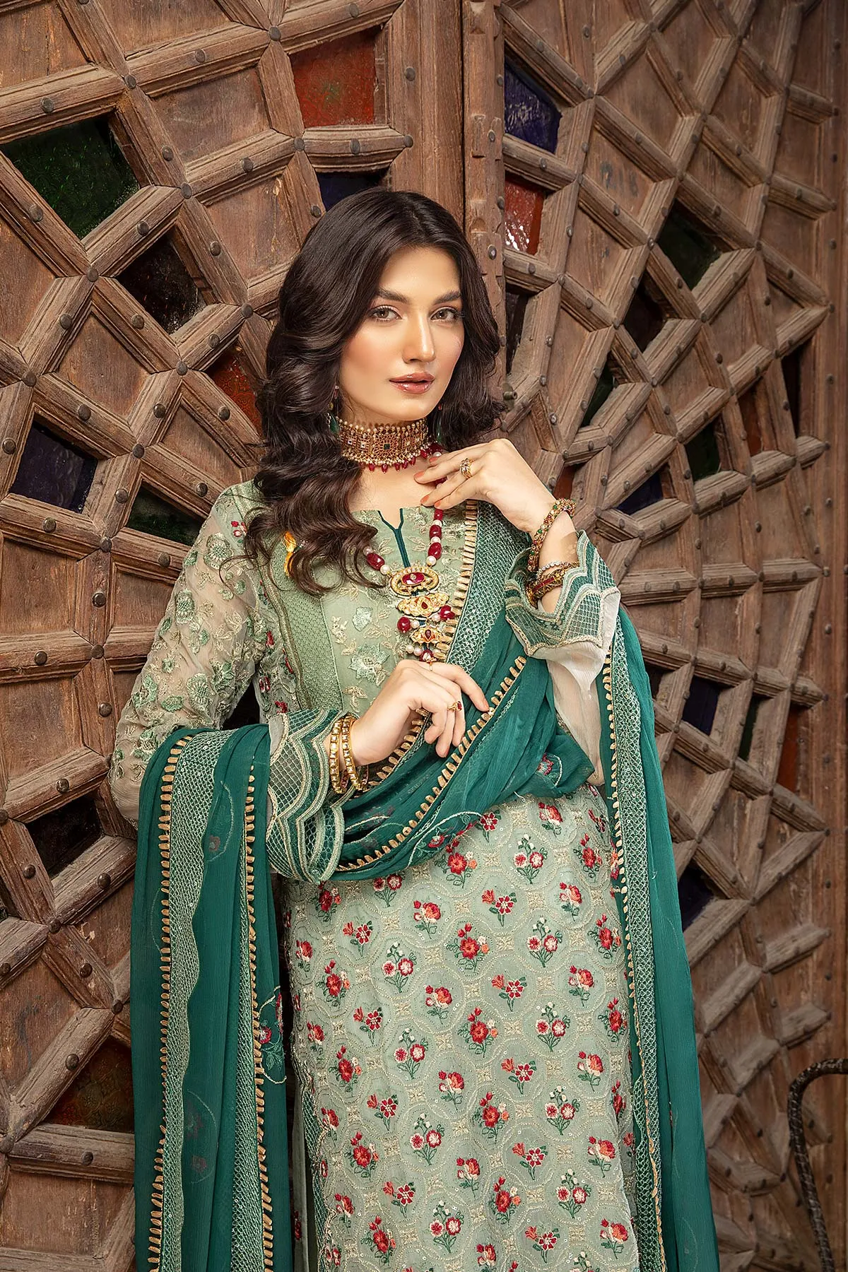 3 Pc Unstitched Embroidered chiffon CHM-39