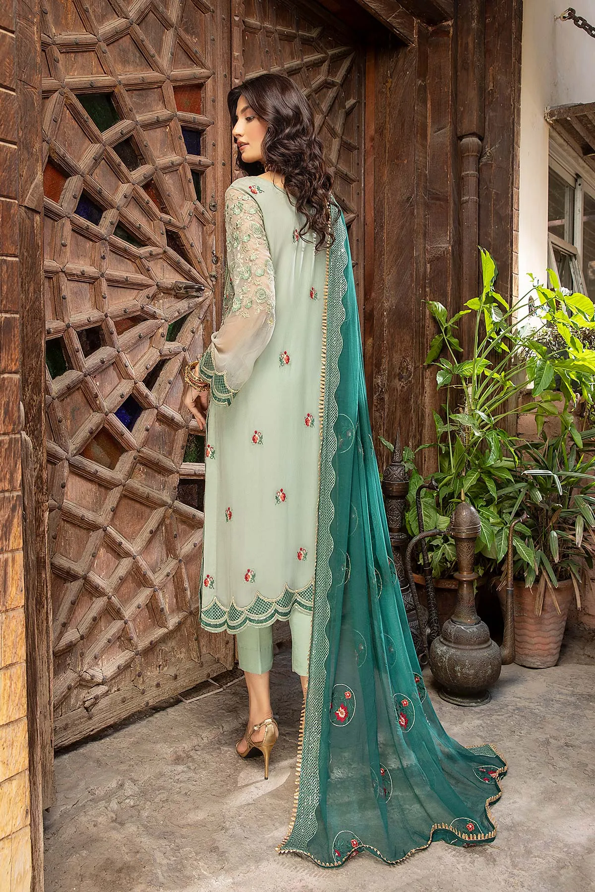 3 Pc Unstitched Embroidered chiffon CHM-39