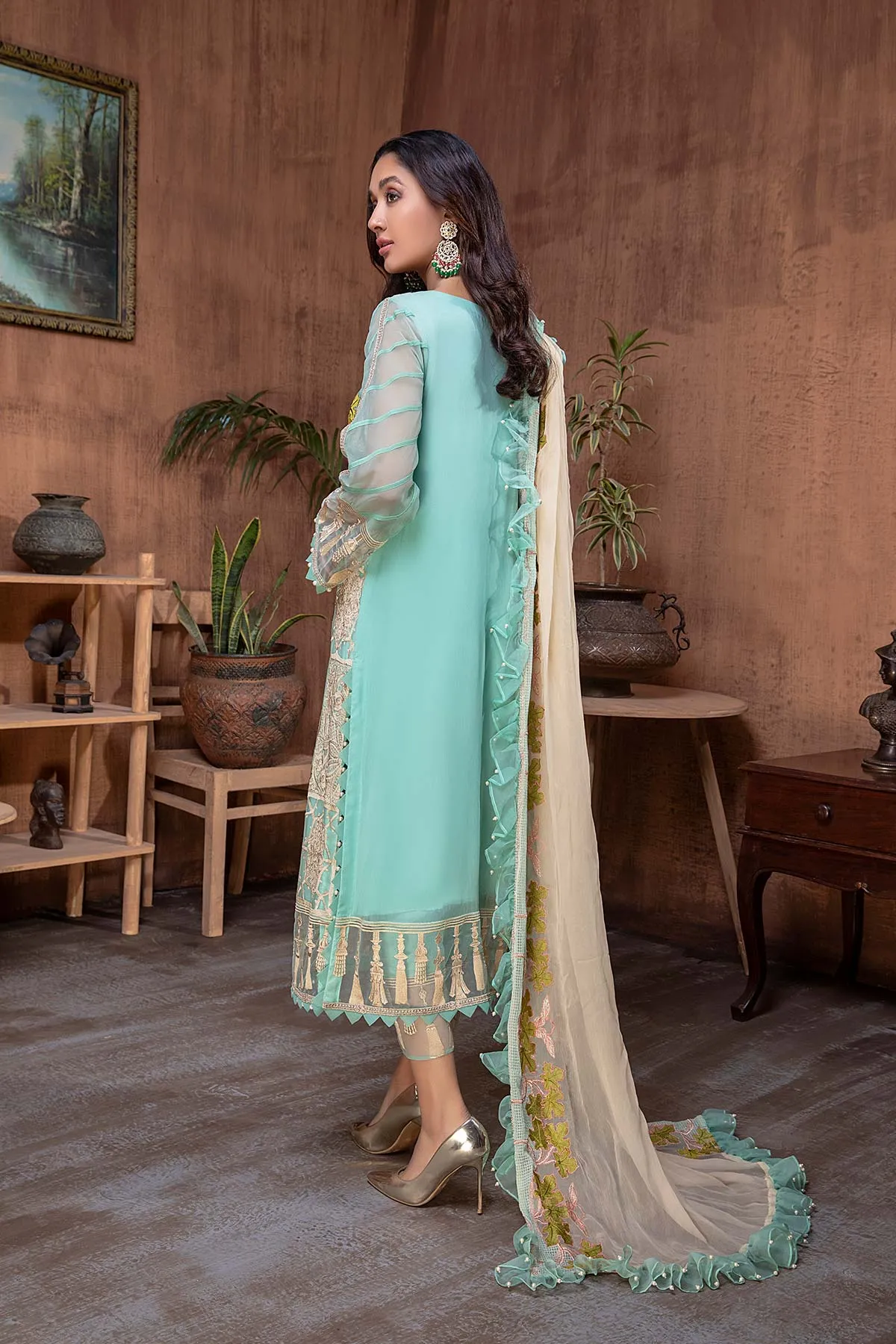 3 Pc Unstitched Embroidered chiffon CHM-48