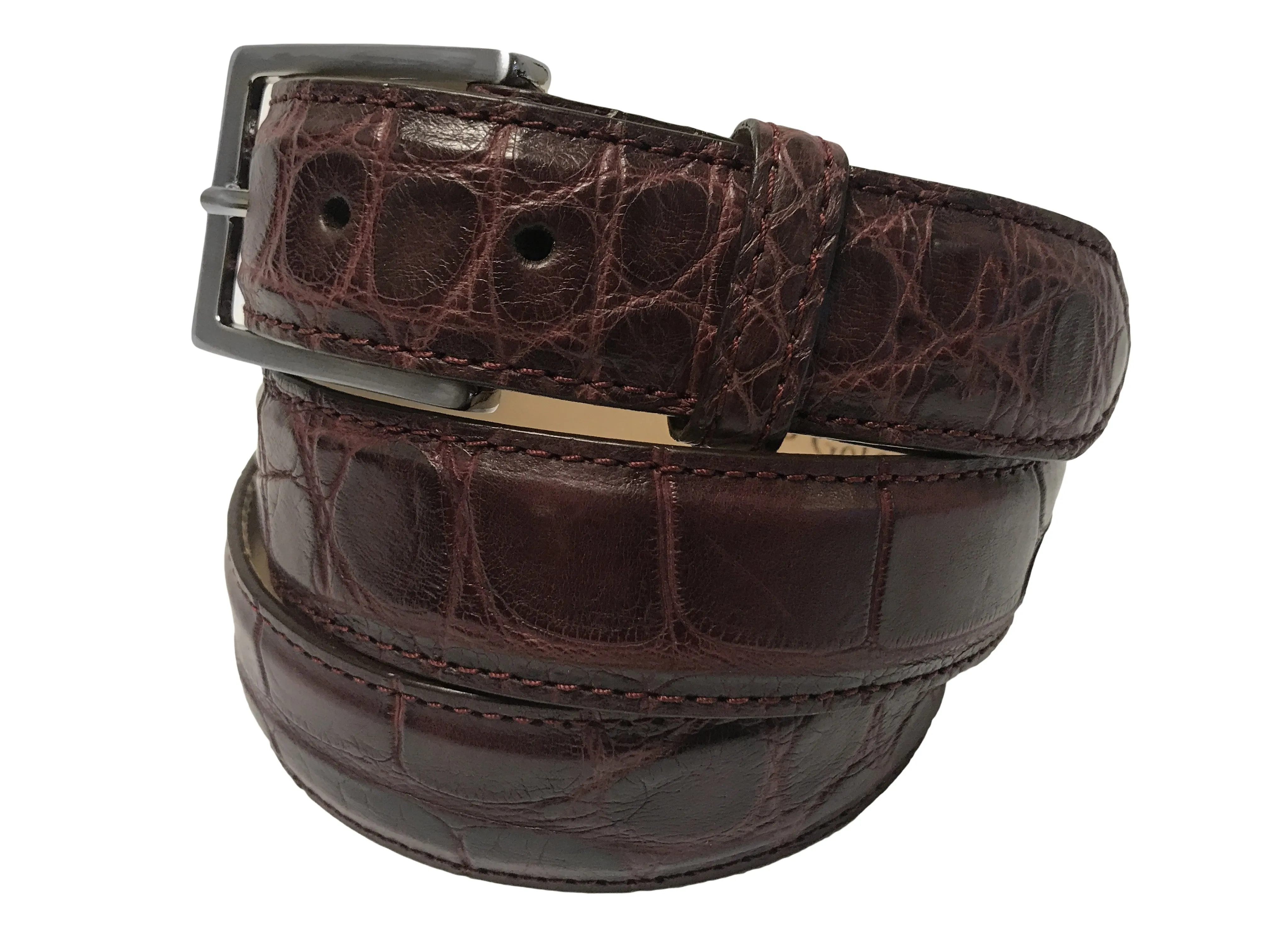 Alligator Skin Matte Belt Burgundy