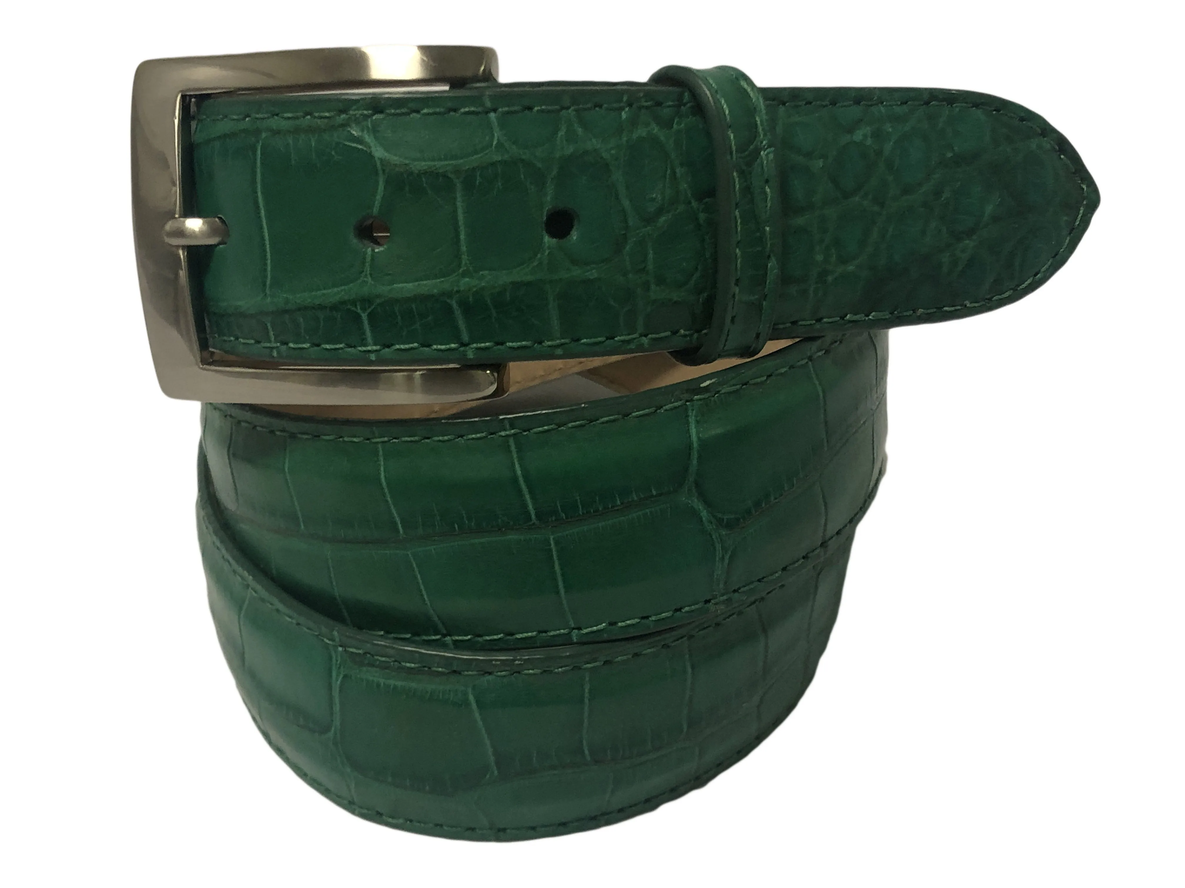 Alligator Skin Matte Belt Forest Green