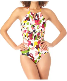 Anne Cole Floral One Piece Swimsuit In Camo Petal/multi