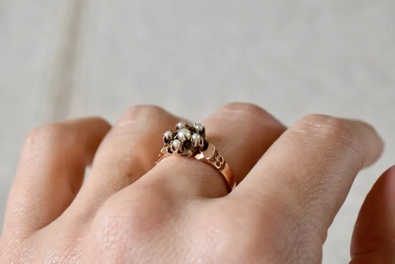 Antique Victorian 15K Gold and Pearl Ring