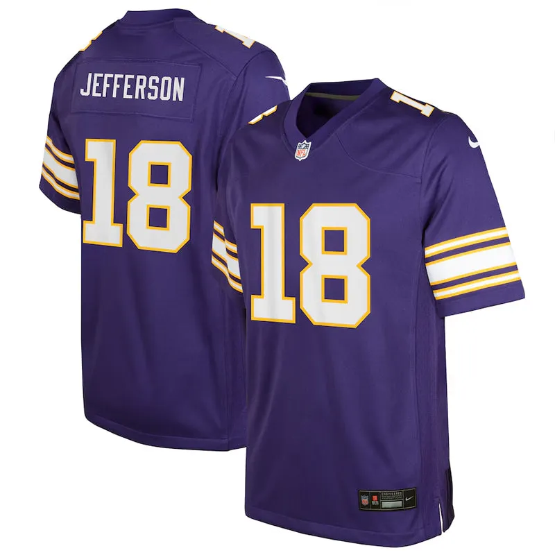 AVAILABLE IN-STORE ONLY! Justin Jefferson Youth Minnesota Vikings Purple Nike Classic Game Jersey