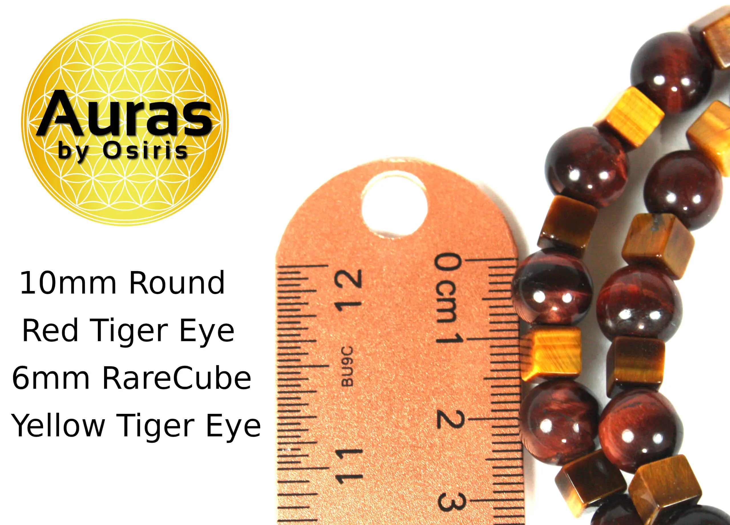 Aztec Necklace Mayan Necklace Red Tiger Eye & Yellow Cube Tiger Eye