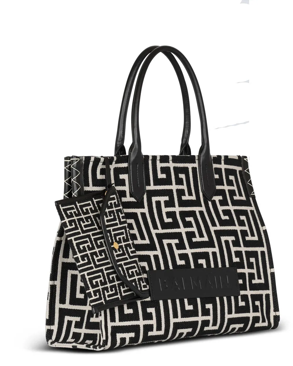 B-Army 42 Monogrammed Jacquard and Leather Tote Bag