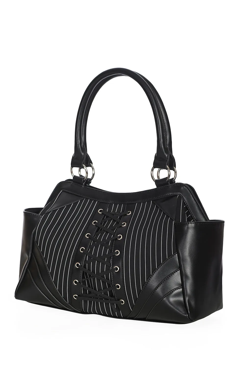 BLACK CORE PINSTRIPE TOTE BAG