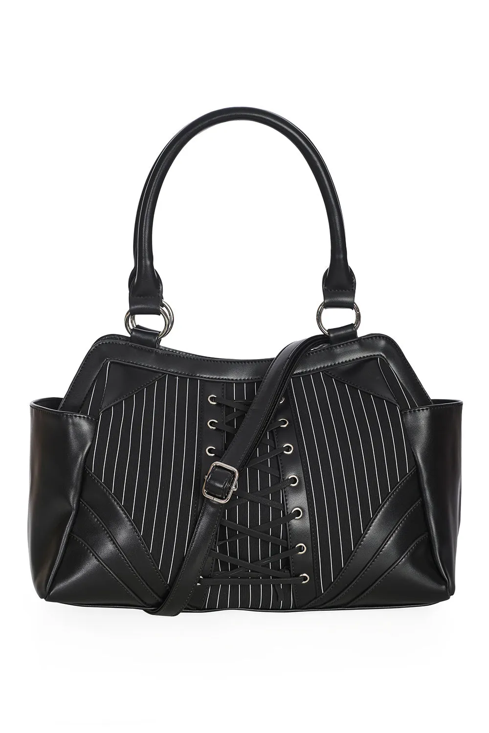 BLACK CORE PINSTRIPE TOTE BAG