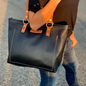 Black Leather Tote Bag