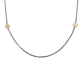 Black Long Necklace Gold Plated Disc Stations