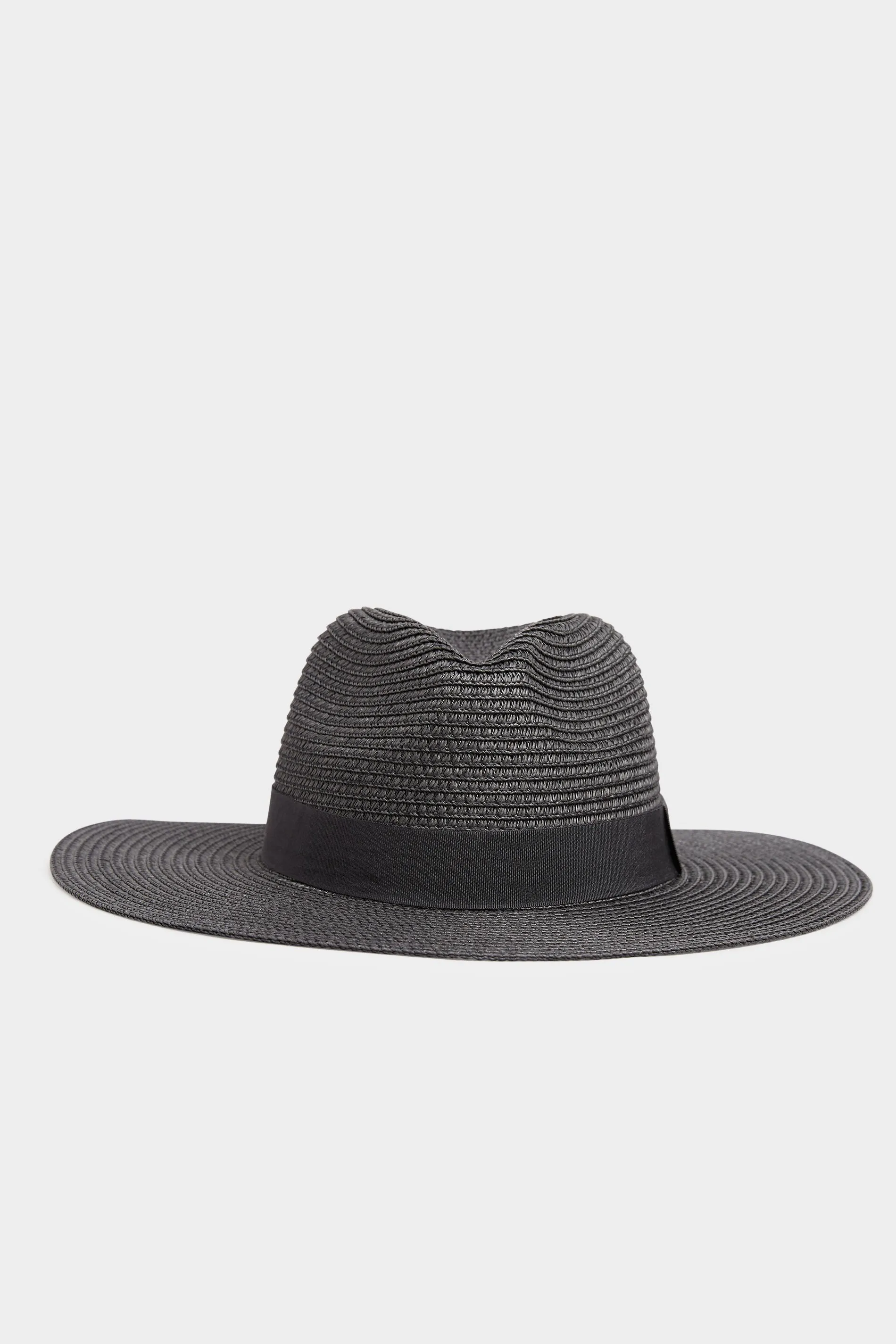 Black Straw Fedora Hat