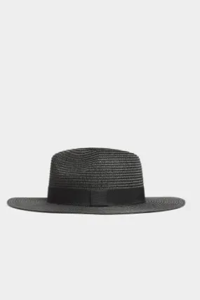 Black Straw Fedora Hat