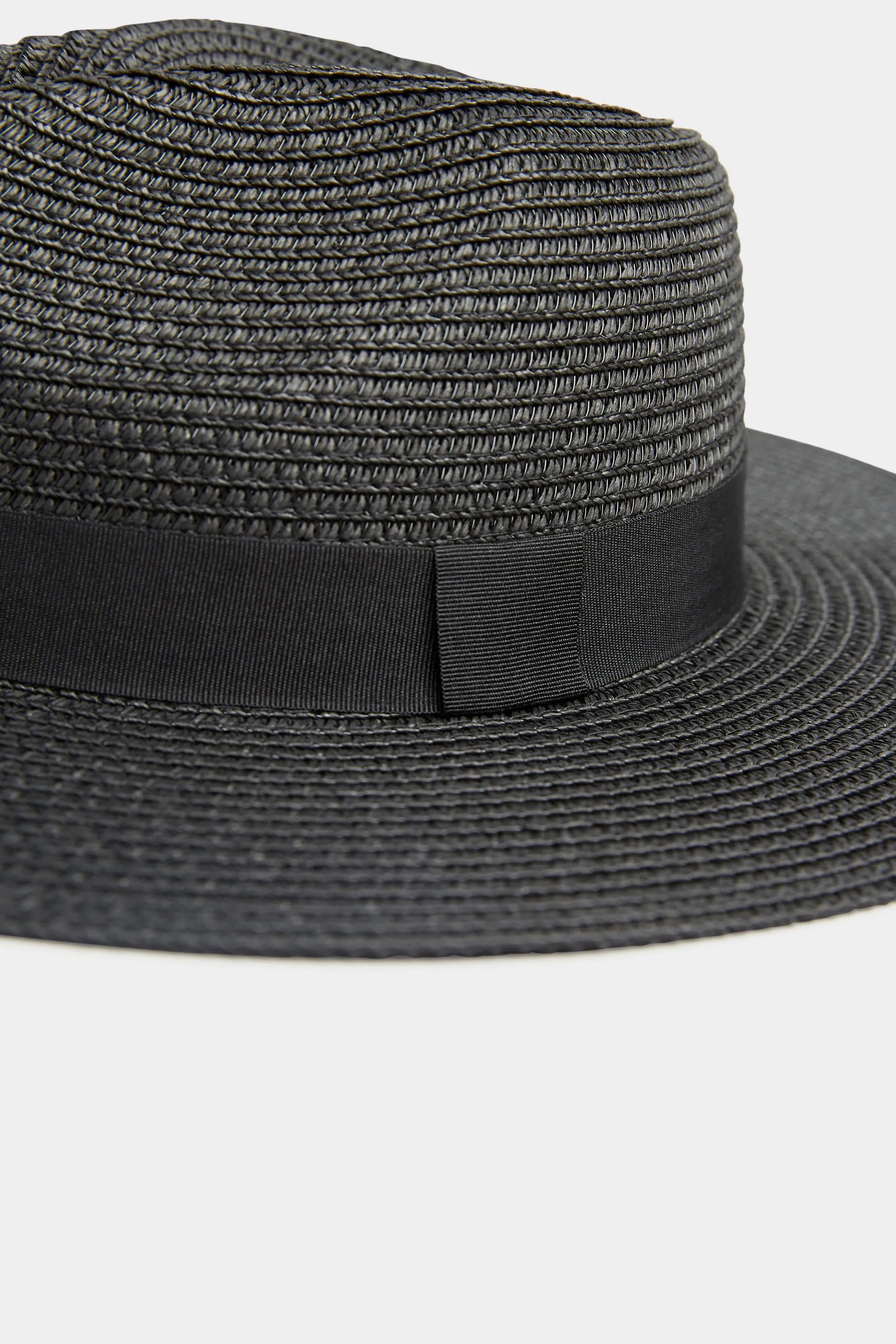 Black Straw Fedora Hat