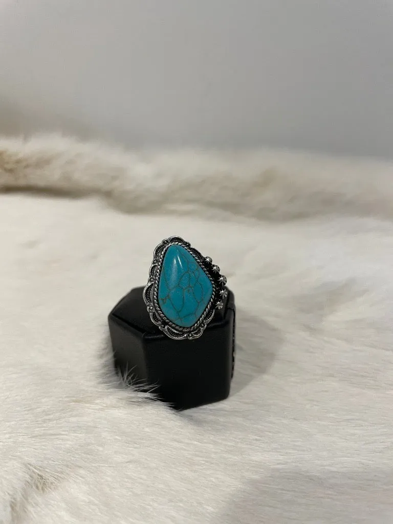 Blue Marble Stone Rings