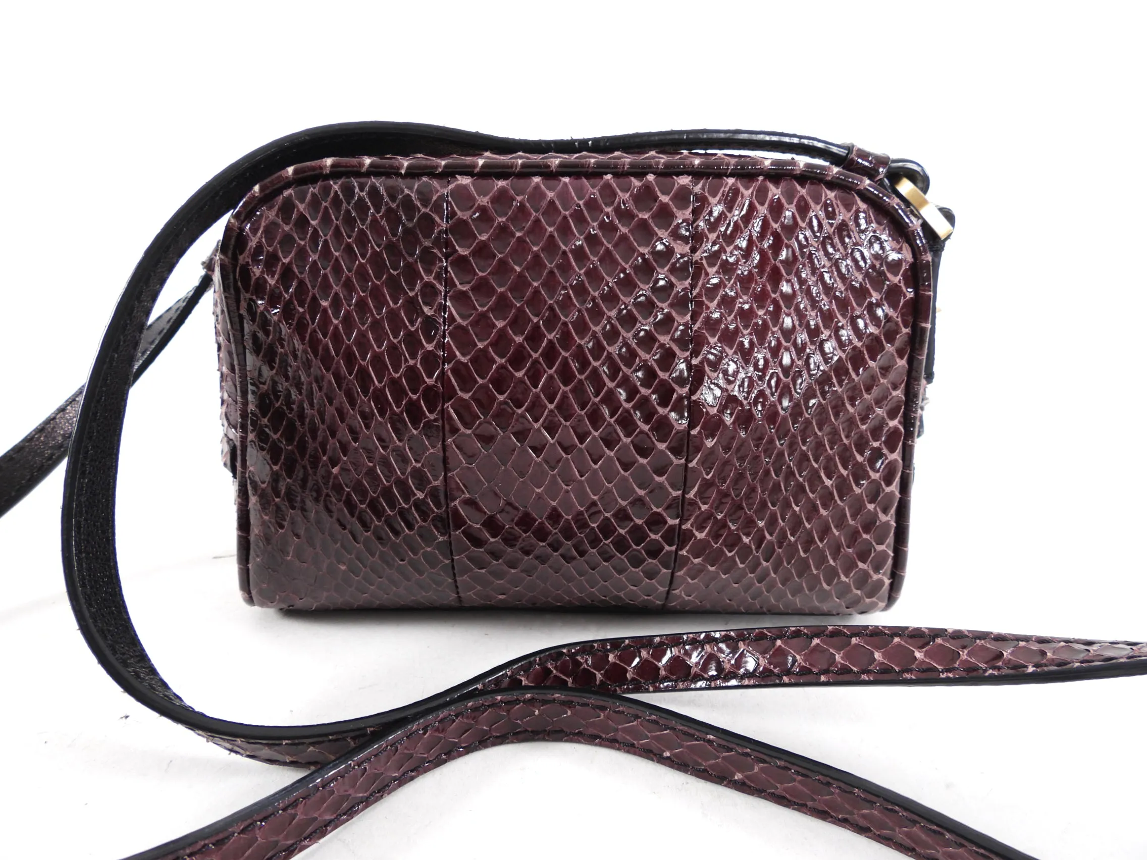 Brian Atwood Burgundy Python Exotic Mini Crossbody Bag