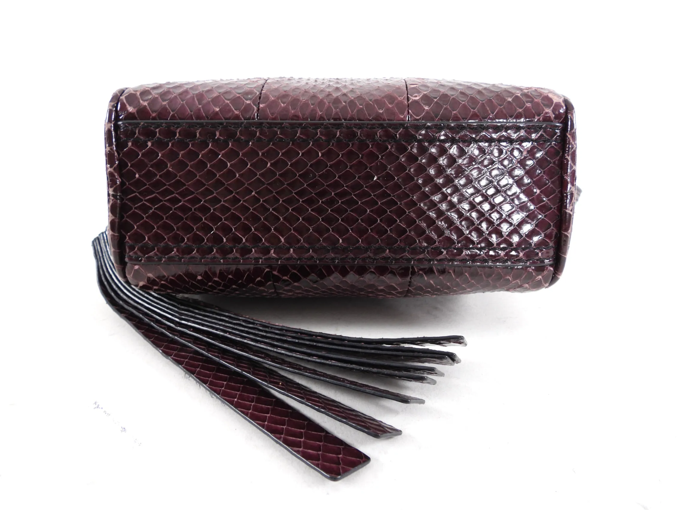 Brian Atwood Burgundy Python Exotic Mini Crossbody Bag