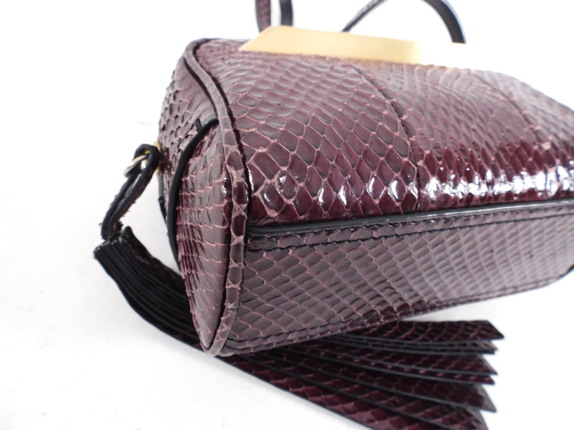 Brian Atwood Burgundy Python Exotic Mini Crossbody Bag