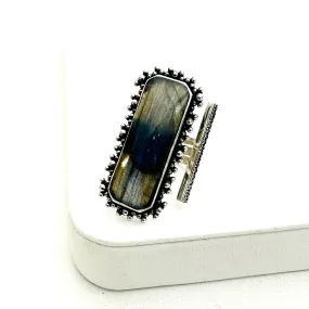 Brilliant Baguettes Lustrous Rings- Labradorite