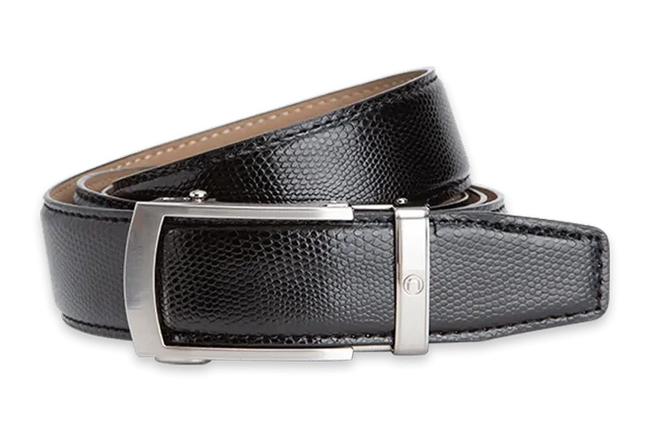 Camden Black Lizard Skin, 1 3/8 Strap, Dress Belt