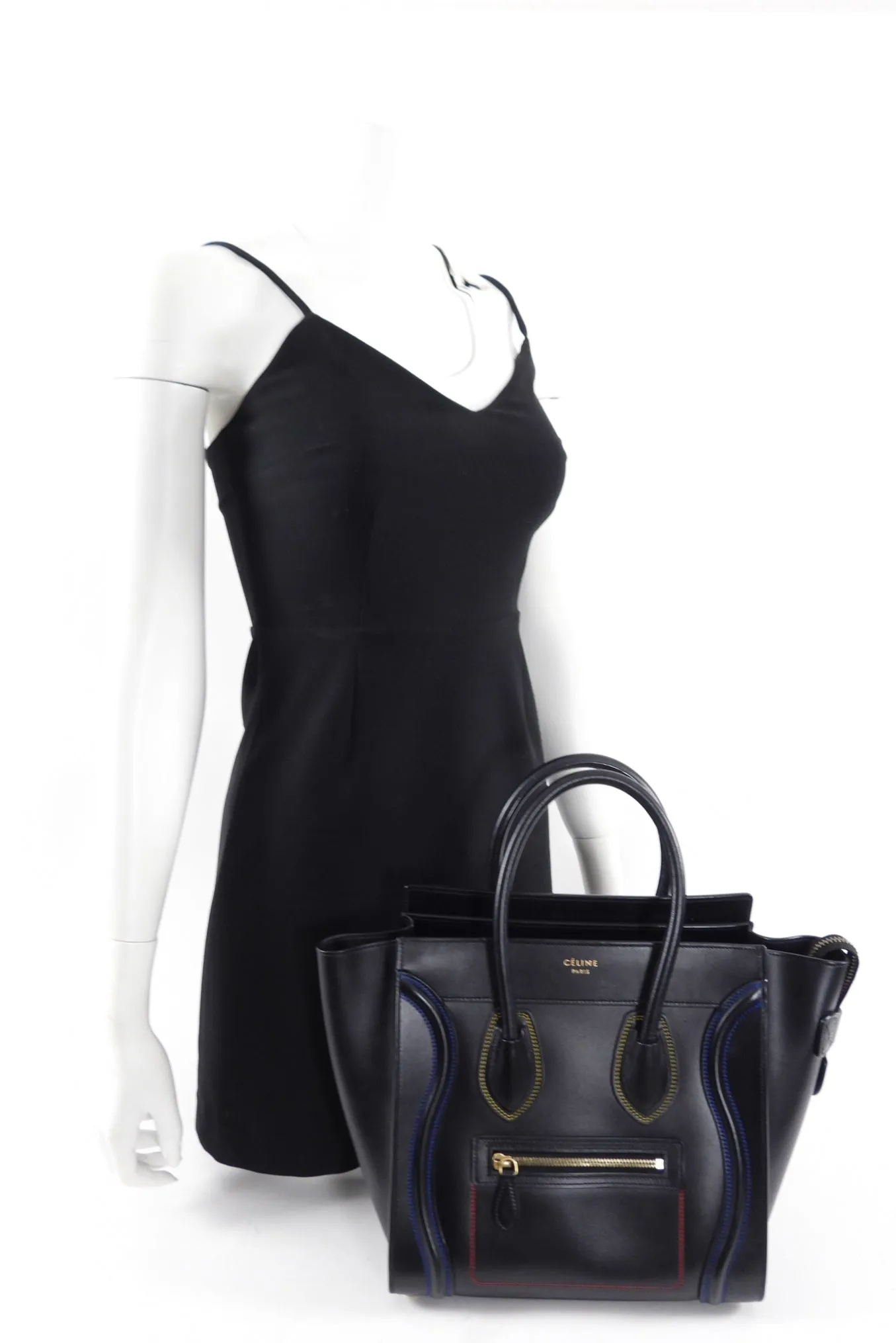 Celine Black Leather Micro (Small) Luggage Tote Bag