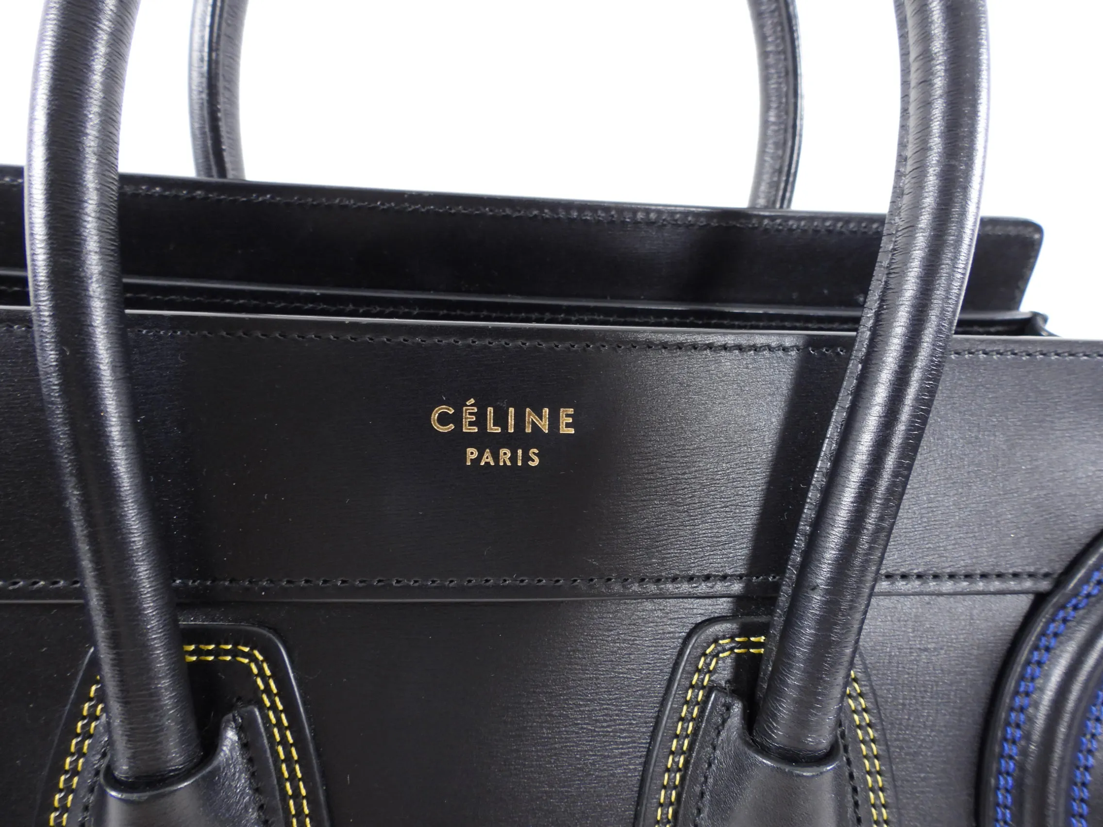 Celine Black Leather Micro (Small) Luggage Tote Bag