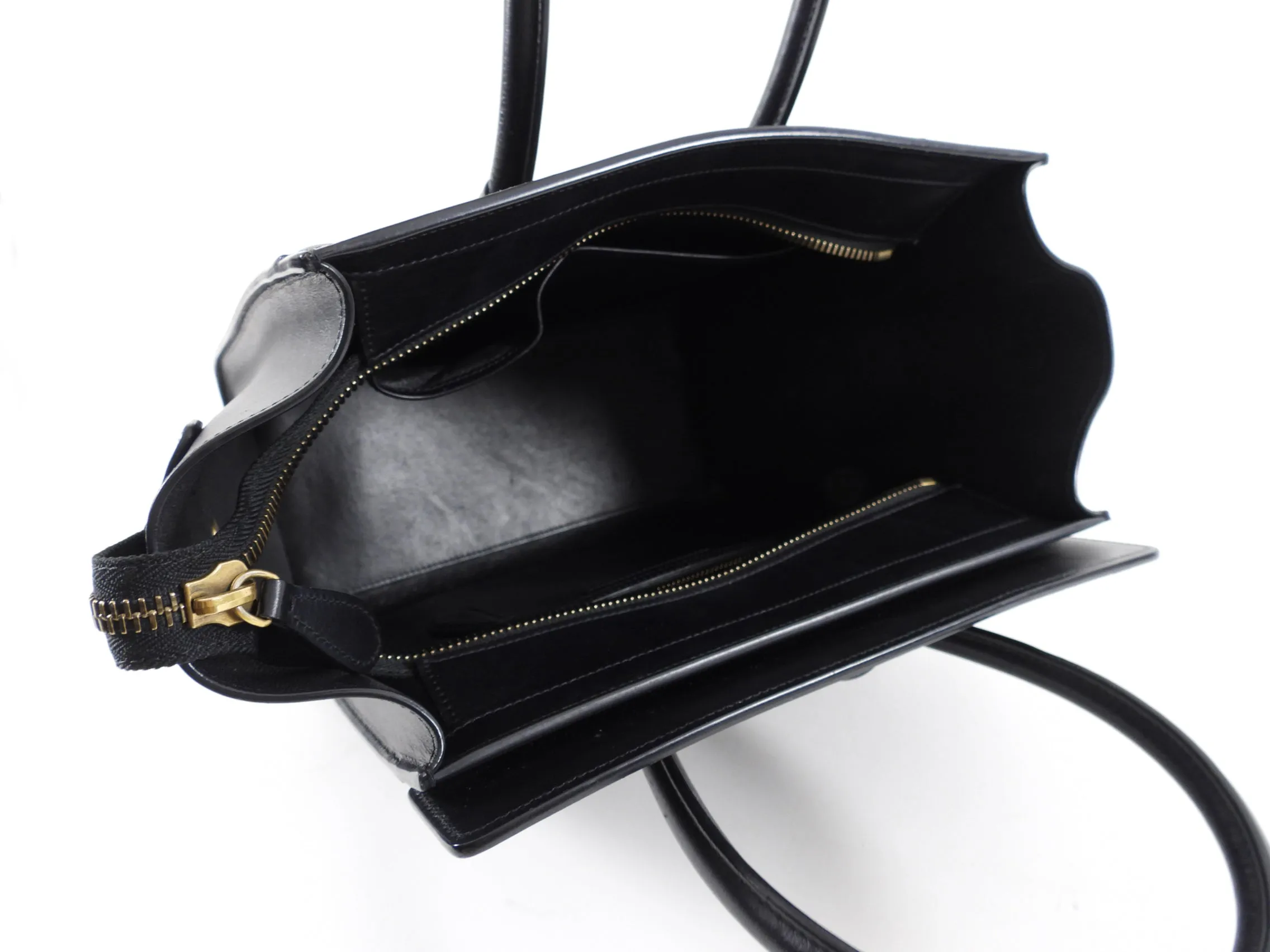 Celine Black Leather Micro (Small) Luggage Tote Bag