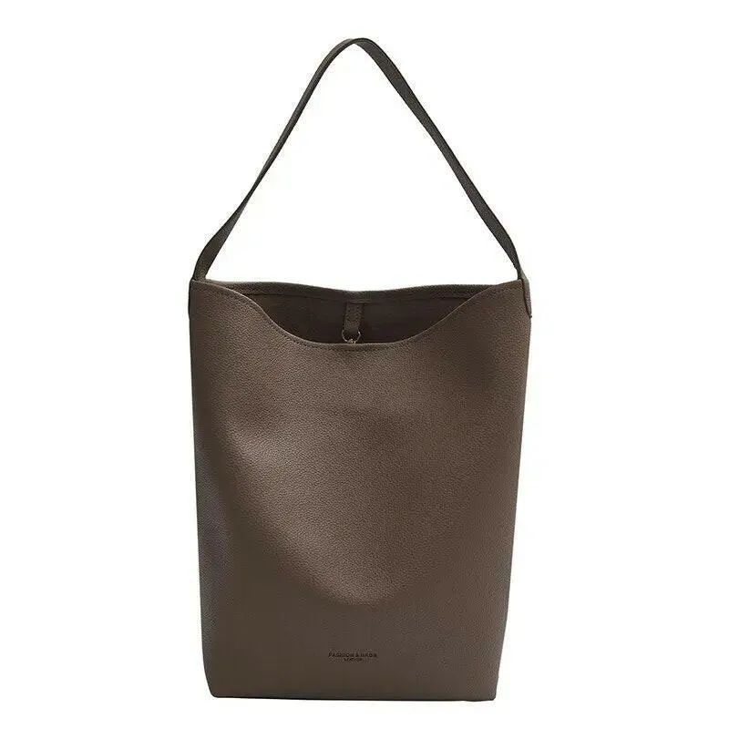 Chic PU Leather Bucket Tote Bag: Women's Daily Fashion