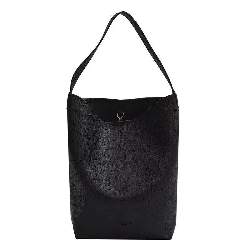 Chic PU Leather Bucket Tote Bag: Women's Daily Fashion