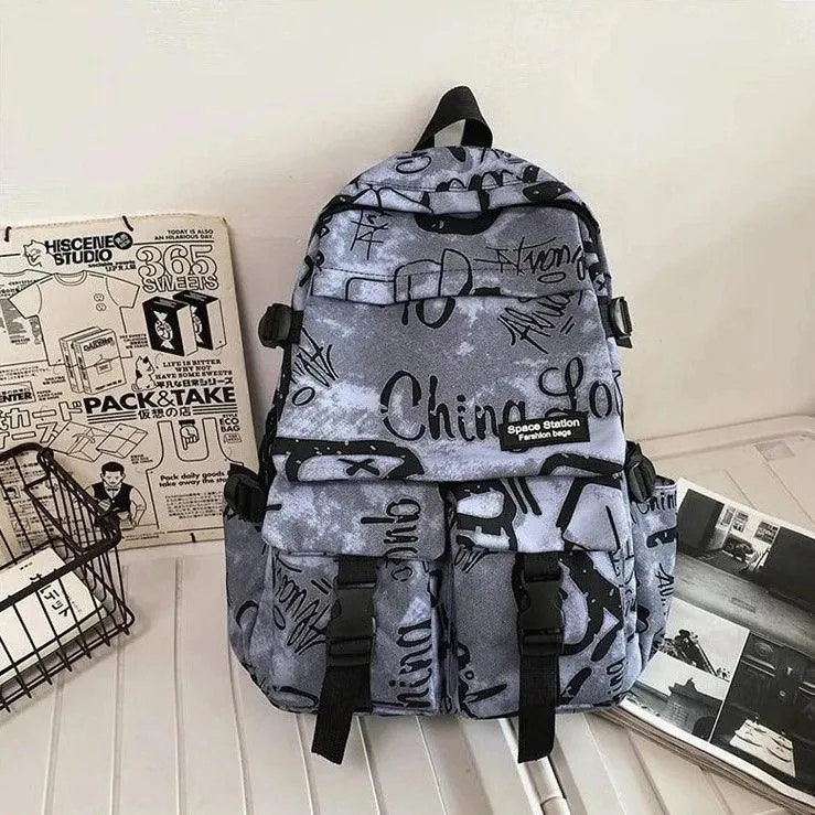 Cool Graffiti Backpack with Large Capacity for Students QC346