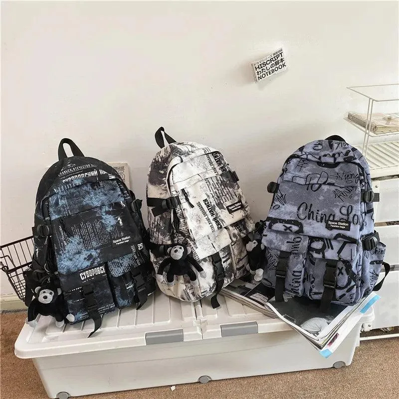 Cool Graffiti Backpack with Large Capacity for Students QC346