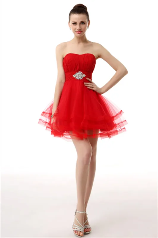 Crystals Red Short Homecoming Dresses