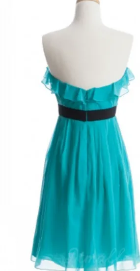 Custom Made Strapless Ruffled Ruched Chiffon Short Homecoming Dresses