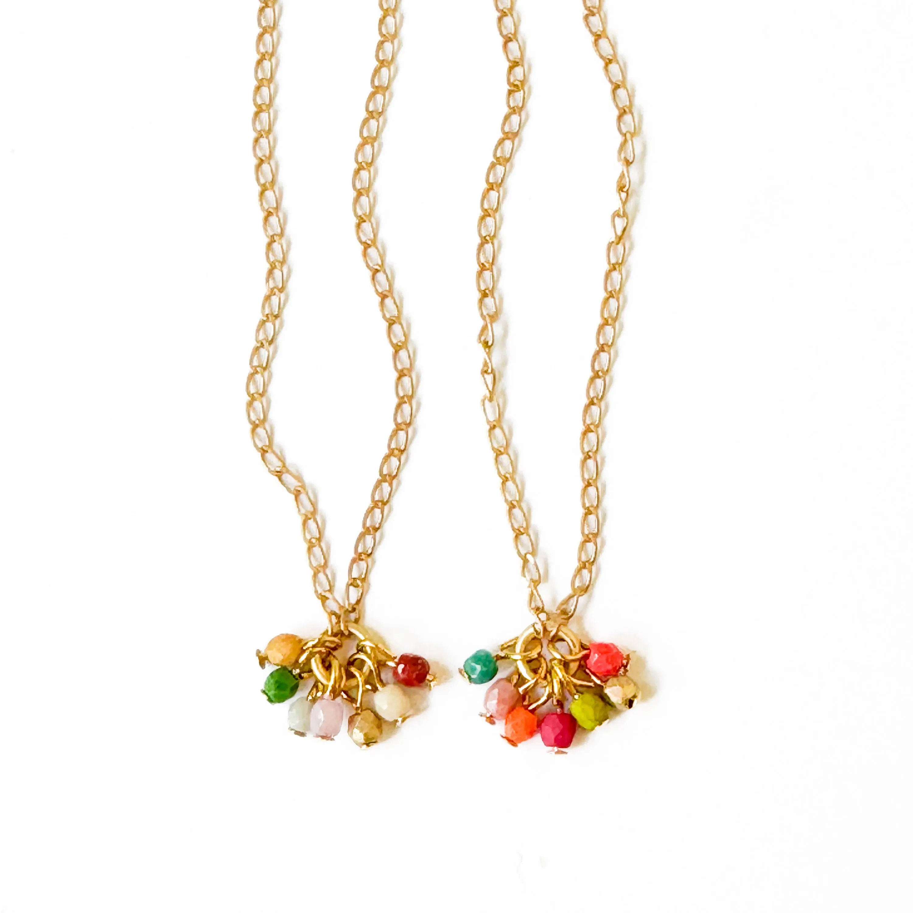 Dainty Gold Plated Necklace With Tiny Beaded Cluster Pendant - WS