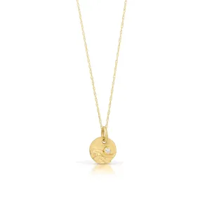 Diamond Wave Charm Necklace - 14K Gold