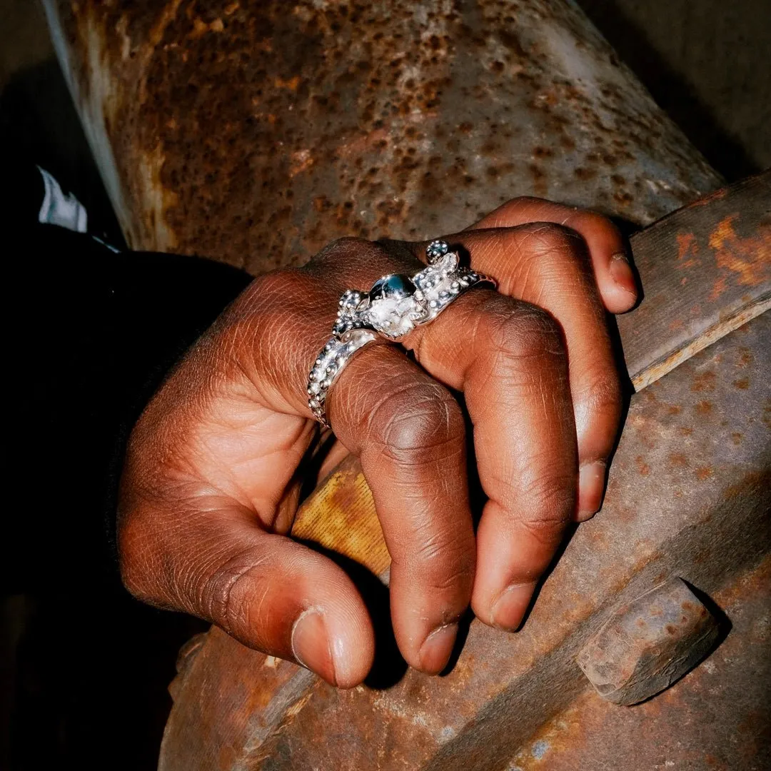 DOUBLE FINGER OCTOSKULL RING