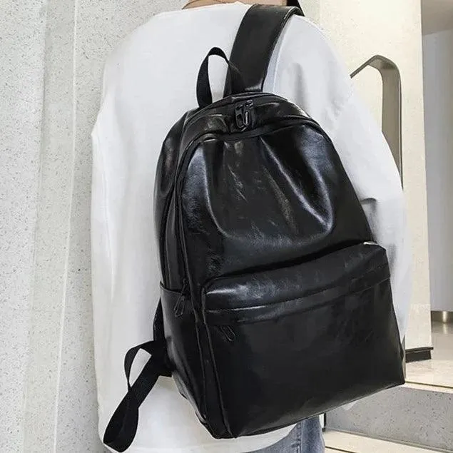 DV1231 Fashion Preppy Style Cool Backpack - PU Leather Bags