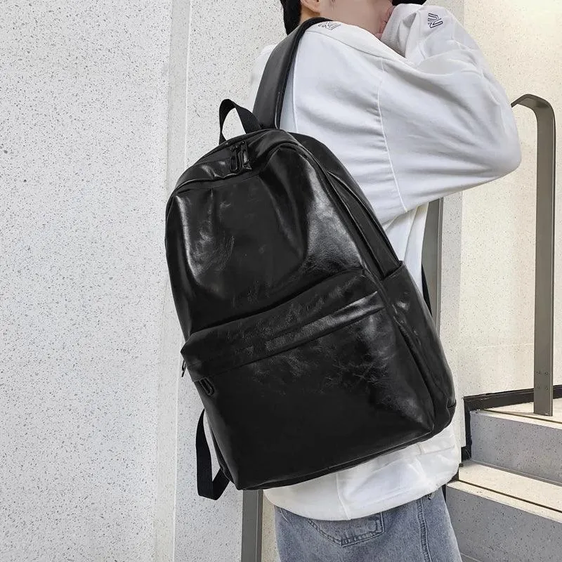 DV1231 Fashion Preppy Style Cool Backpack - PU Leather Bags