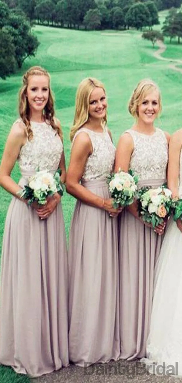 Elegant Floor-length A-Line Sleeveless Simple Chiffon Bridesmaid Dresses.DB10087