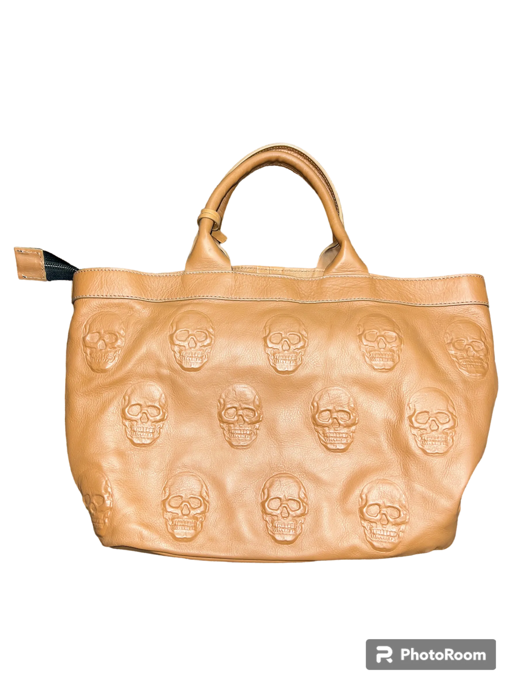 Embossed Skull Italian Leather Handbag