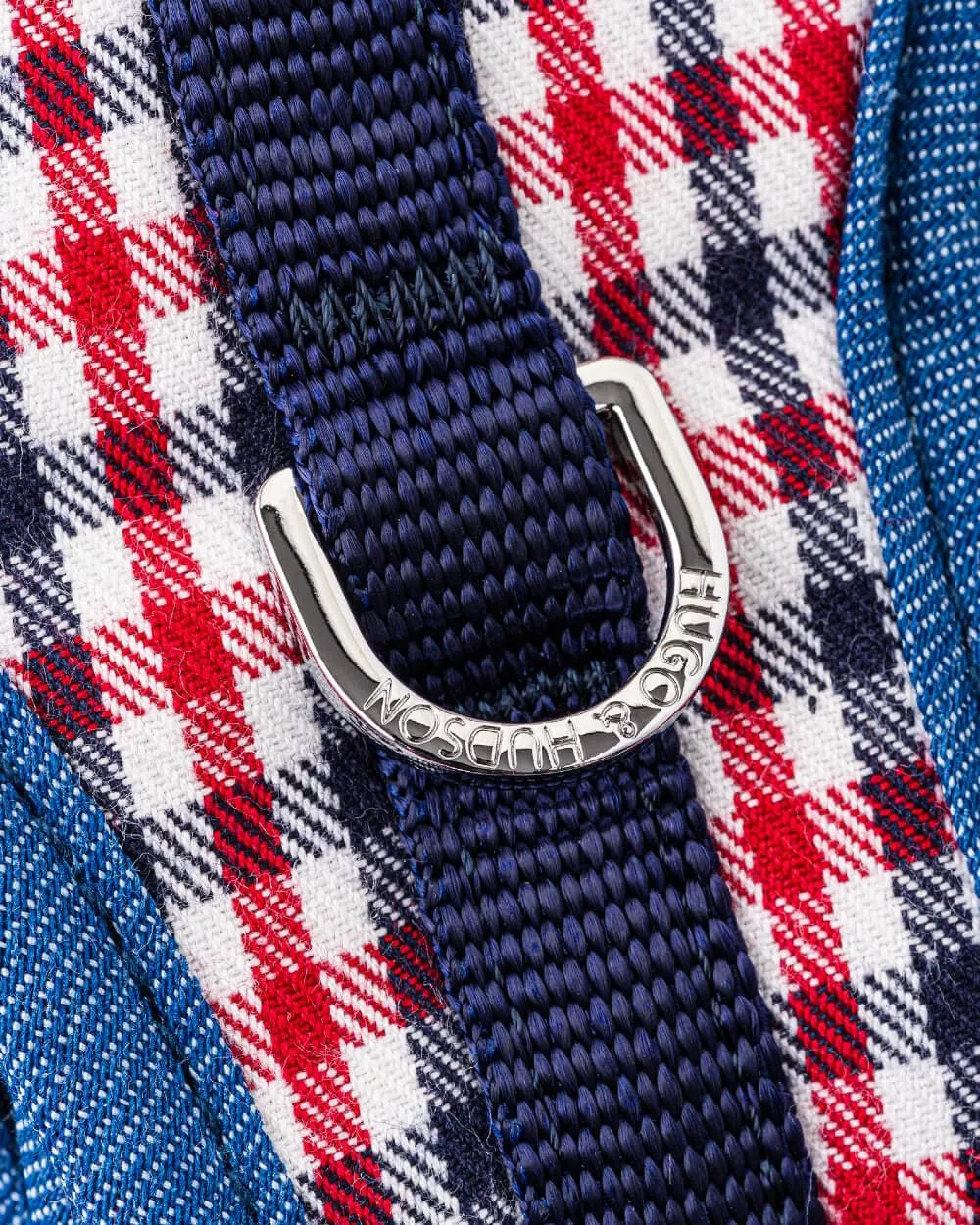 Fabric Dog Harness - Checked Navy and Red