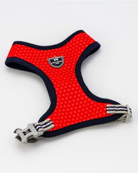 Fabric Dog Harness - Red and Coral Polka Dot