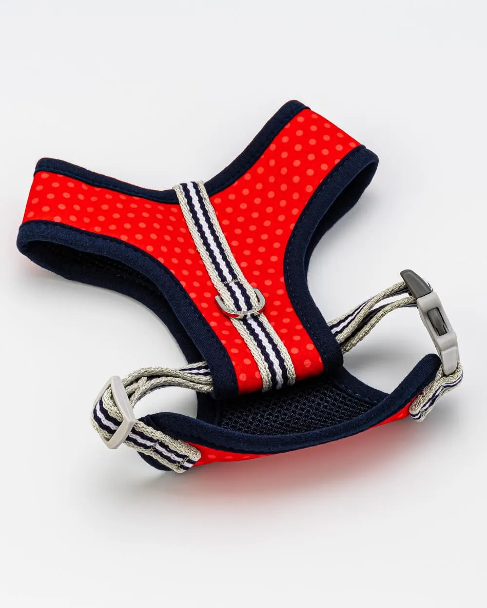 Fabric Dog Harness - Red and Coral Polka Dot