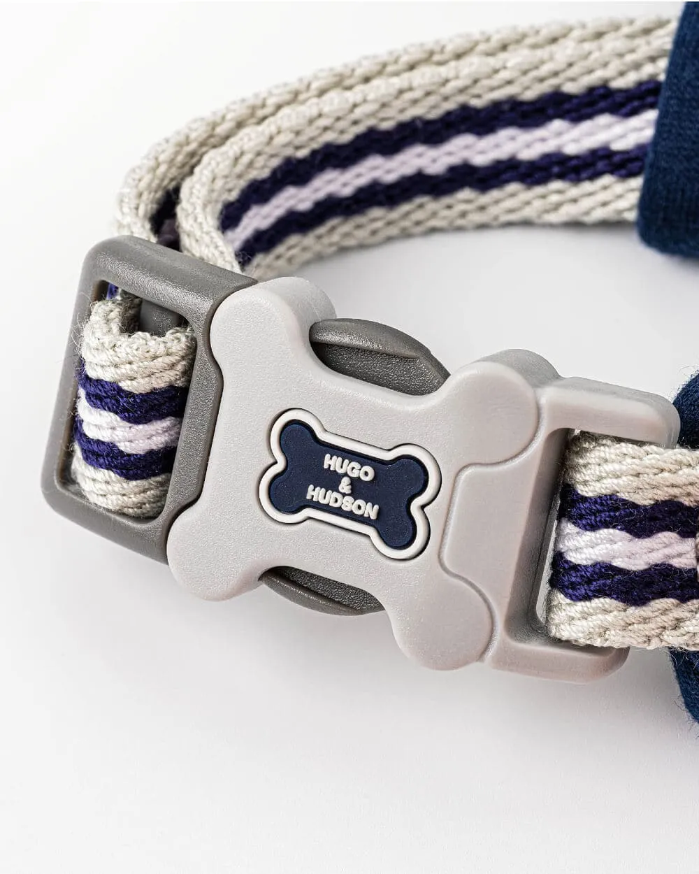 Fabric Dog Harness - Striped Navy and Green